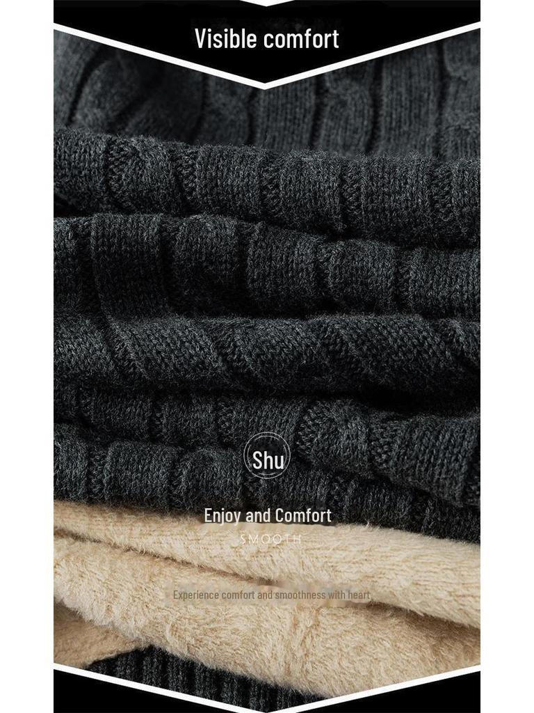 Herren Weicher und Schöner Dicker Baumwoll-Rollkragenpullover mit Samt-Thermofutter