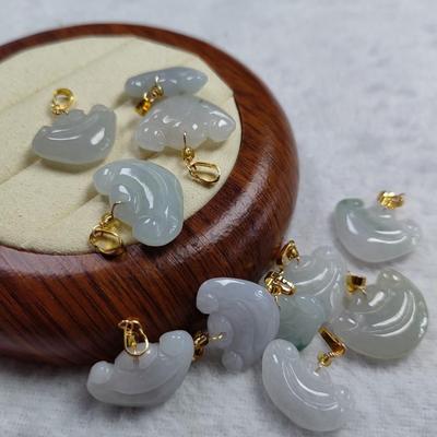 Breloque Pendentif Yuanbao Ruyi en Or 14k et Jade pour Bracelets DIY