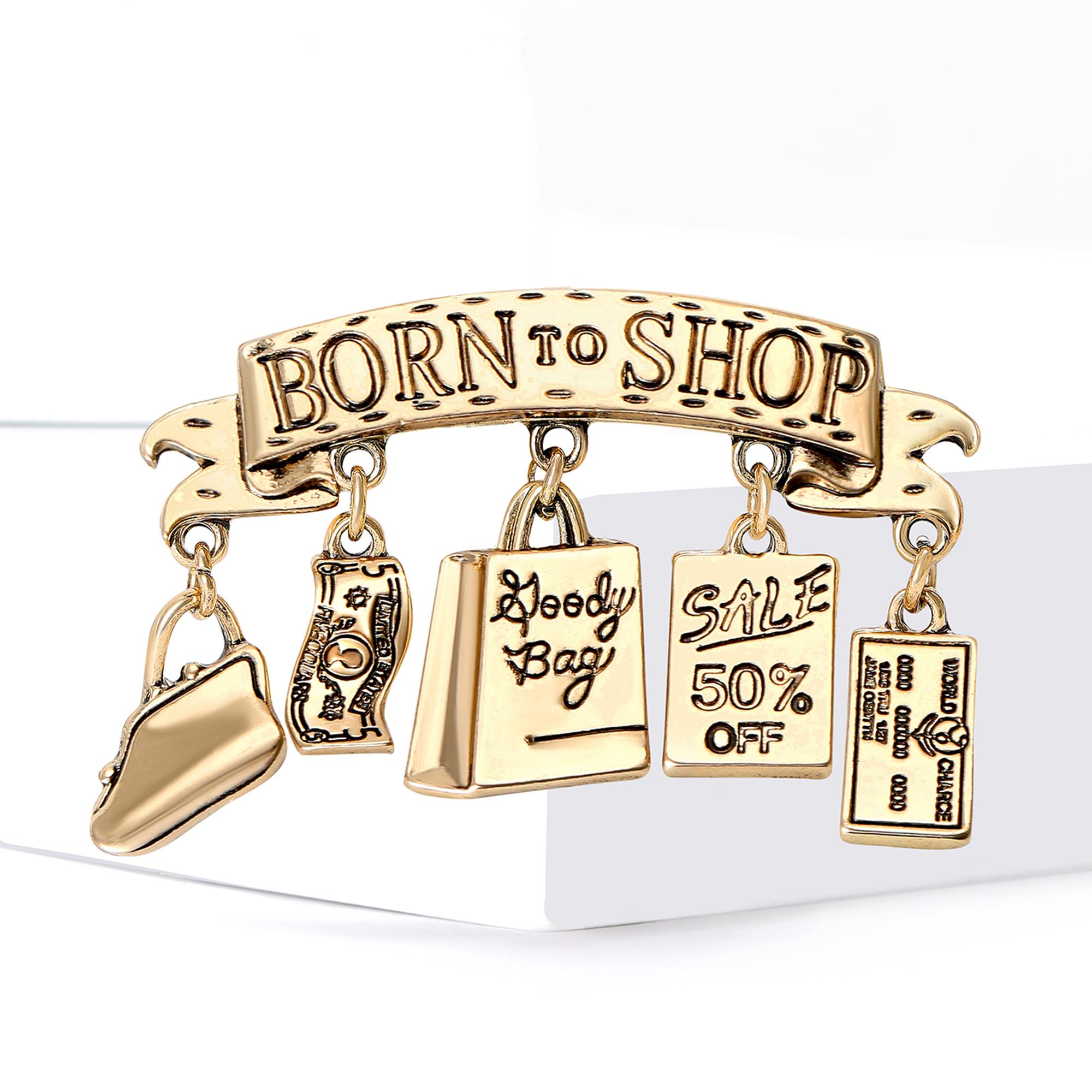 

Fashion Shopaholic Brooches for Women Unisex Pendant Pins Keychain Event Party New Year Gifts Jewelry Decoration Accessories