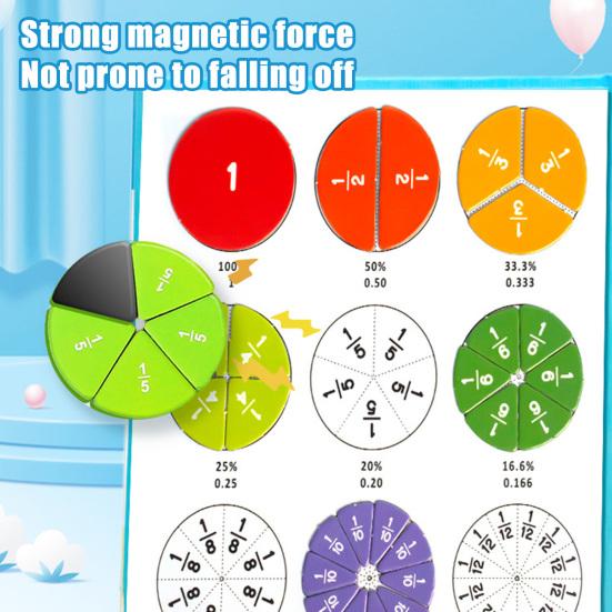 1 Set Magnetic Fraction Tiles Circles Percentage Decimal Fraction Learning Math Manipulatives