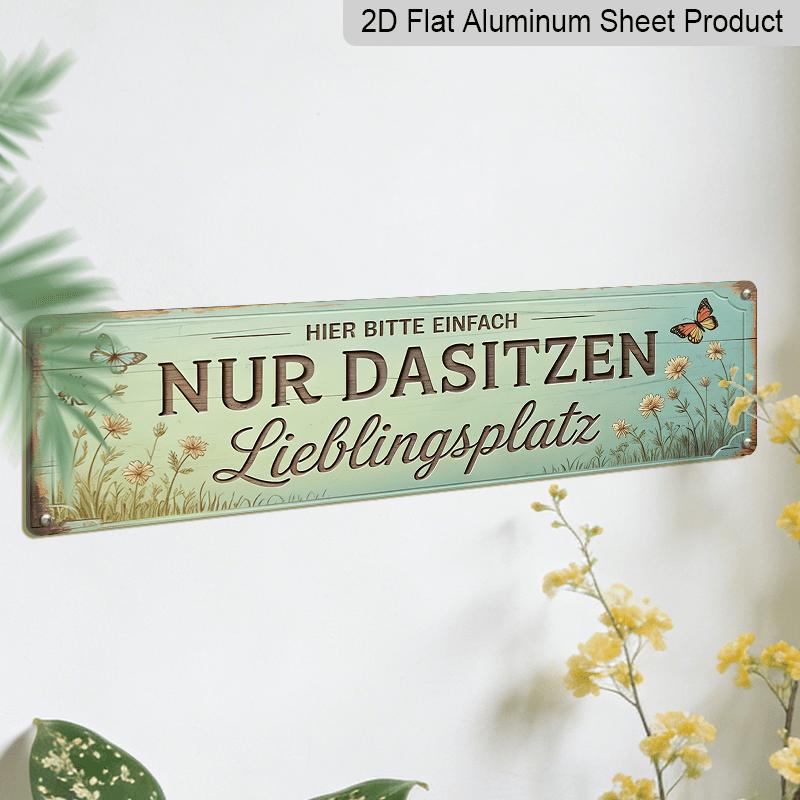 2D Flat Retro Aluminum Sign 15.7×3.94", Favorite Seat Warm Wall Art for Home Garden Porch, Perfect Decor & Gift