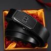 Business and Casual Simple and Versatile Cowhide Belt for Men's New Style Toothless Automatic Buckle Belt for Middle Aged and Young Men's Belt
