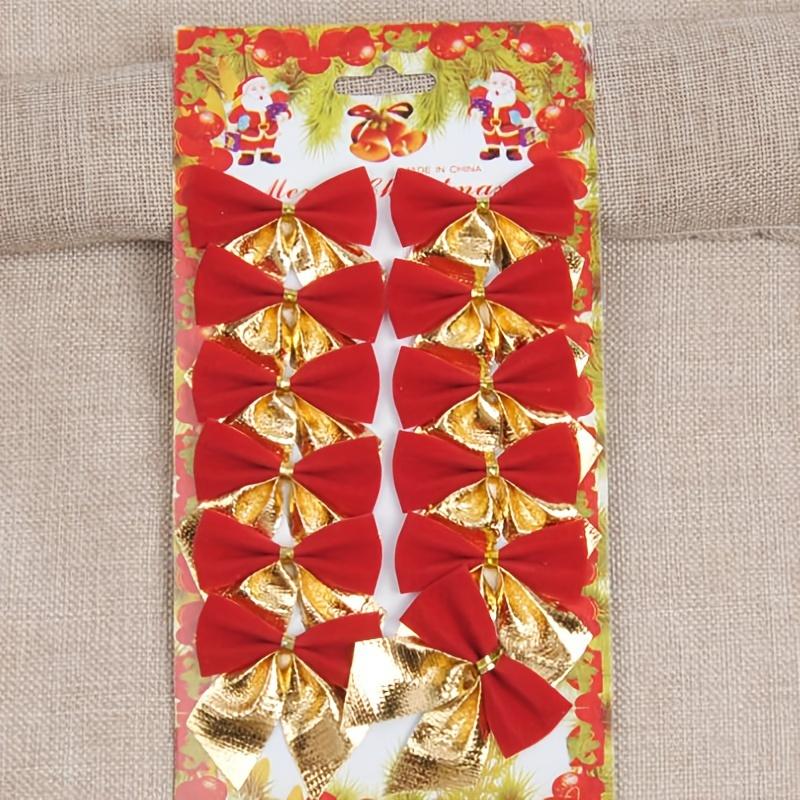 

12pcs Mini Bow Christmas Tree Accessories - Perfect for Handmade Wedding Bouquets, Gift Packaging, Cake Decor, and More