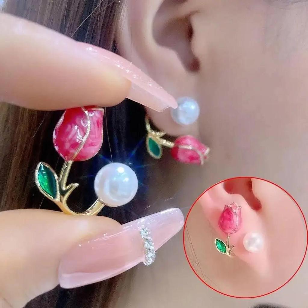925 Silver Heart Pearl Stud Earrings for Women Luxury Minimalist Jewelry