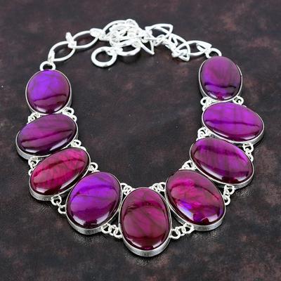 Paarse Vuur Labradoriet Ketting Handgemaakte Sieraden 925 Sterling Zilver Ketting Verstelbare Ketting Ketting Antieke Edelsteen Ketting Voor Cadeau