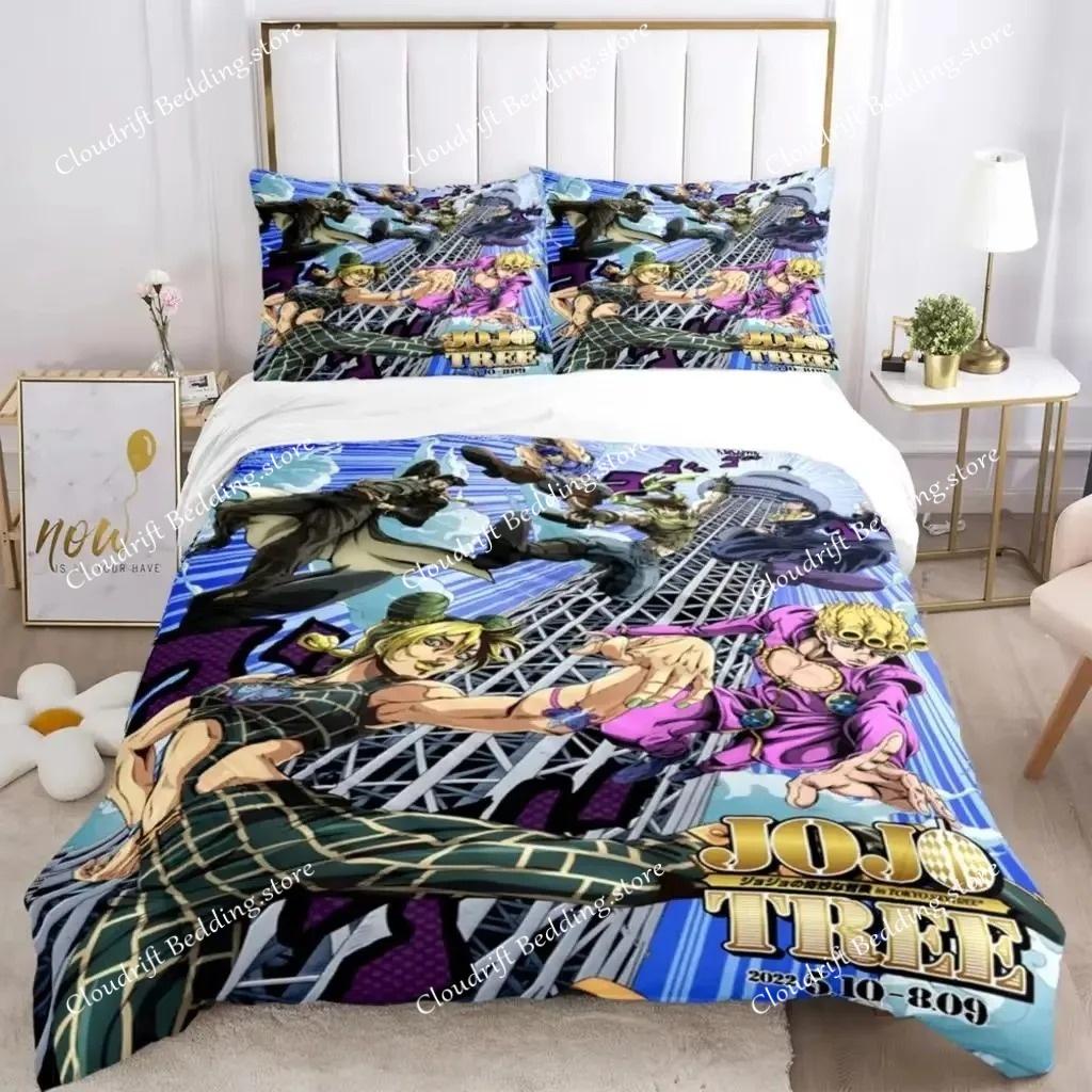 JOJO Anime Print Bedding Set Fashion Article Boys Or Adults For Beds Quilt Covers Pillowcases Bedding Set Gift