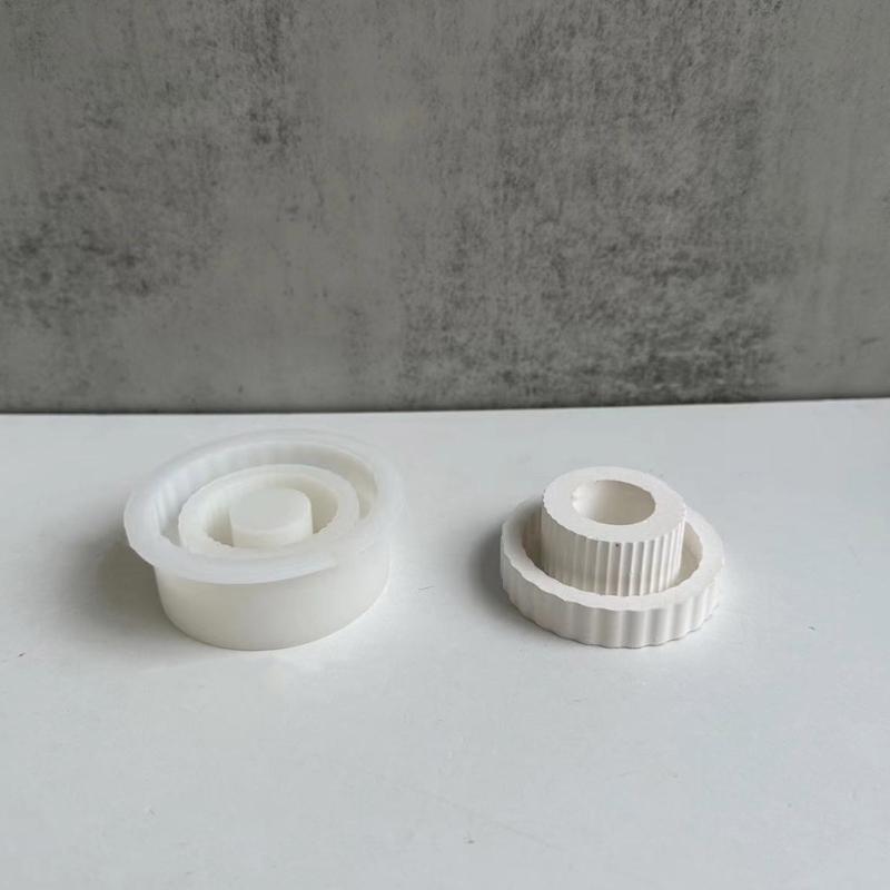 Resin Gießen Kerzenhalter Silikonform Streifen Glasur Runde Form Geeignet für Epoxid Kerzenhalter Familien Tischdeko
