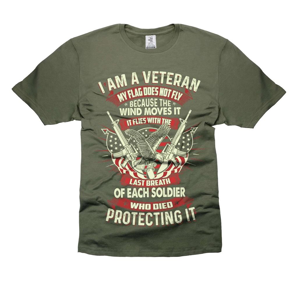 Mens I Am A Veteran T-shirt USA Patriotic Shirt Father's Day Gifts for Him Dad