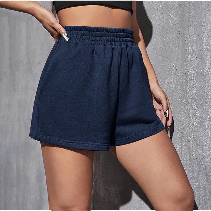 Elastic Waist Loose Wide Leg Solid Color Casual Sports Women's Shorts