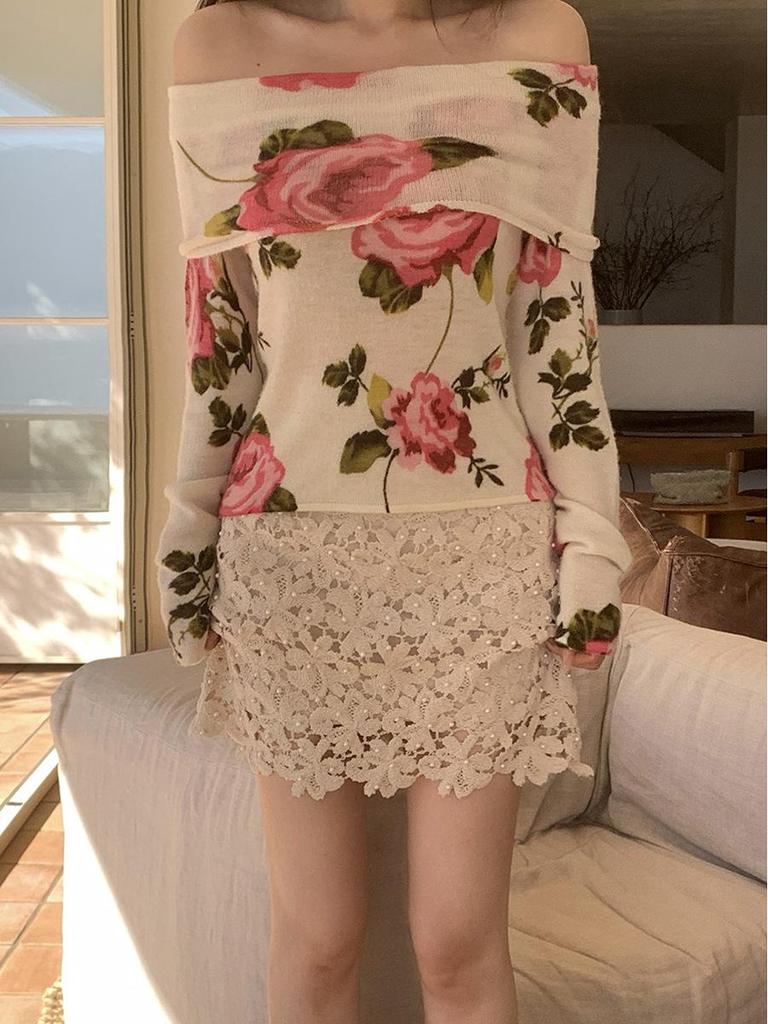 Fanhua Yao Yao High-Waisted Lace Beaded Short Skirt