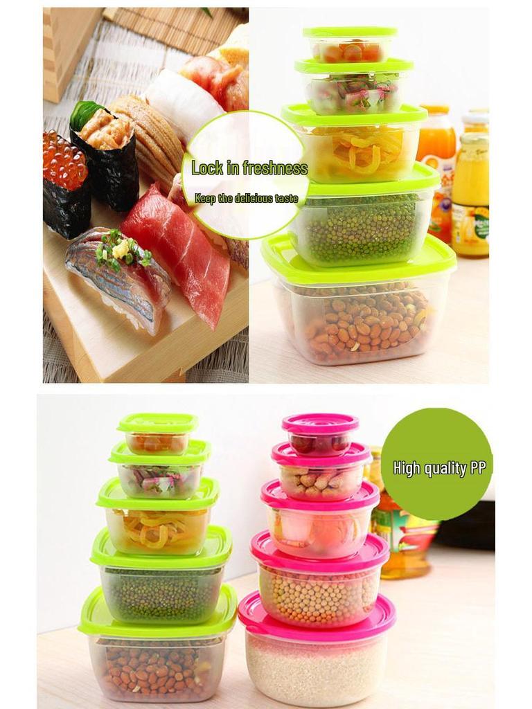 Square & Round Plastic Lunch Containers Set - Sealed, Compartmentalized, Freshness-Preserving Storage Boxes.