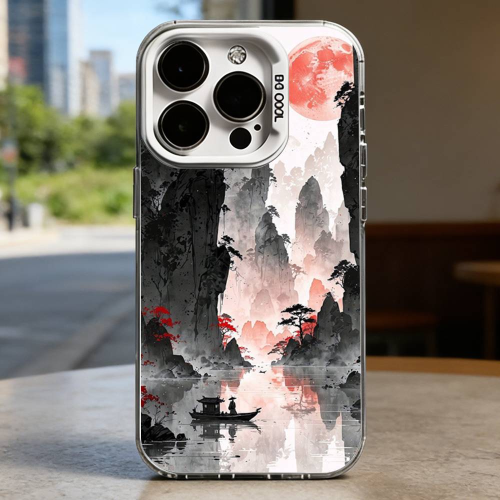 

Ink Wash Landscape White Shockproof Phone Case For iPhone 16,15,14,13,12,11,Pro,XS,Max,Plus,Mini,SE iPhone13mini