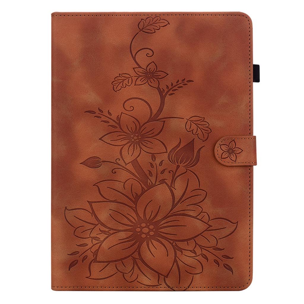 For Xiaomi Redmi Pad SE 4G 8.7 Inch Case Lily Flower Imprint Card Slots Leather Tablet Cover