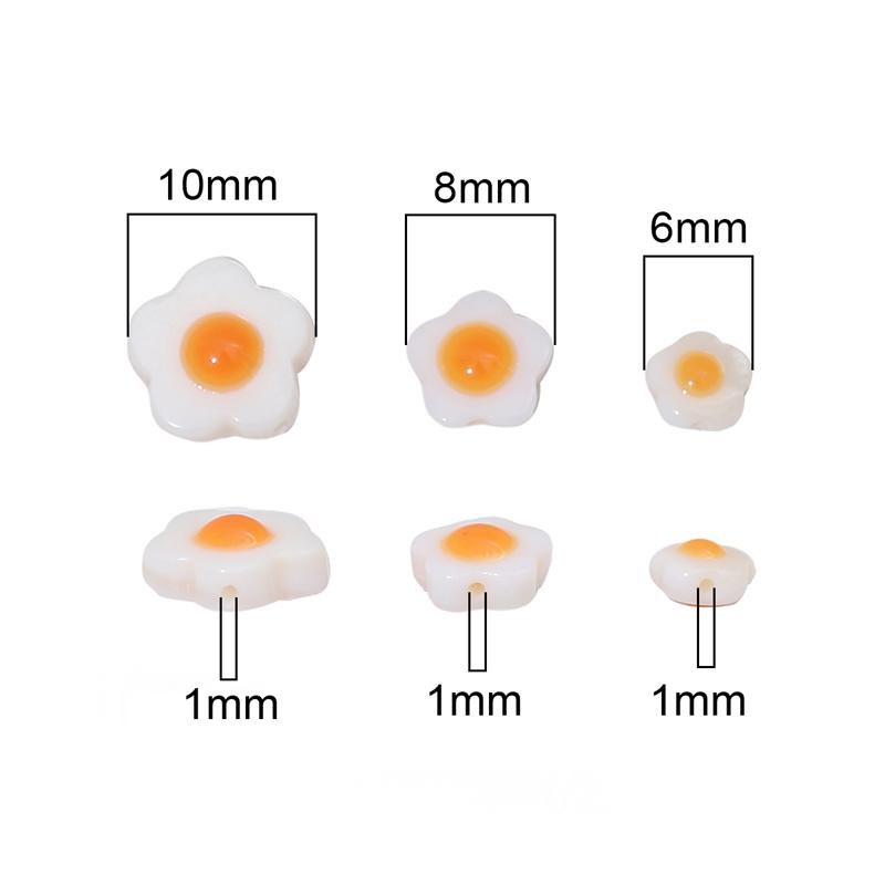 Natural Freshwater Shells Flowers Beads Double-Sided Egg Yolk for DIY Jewelry
