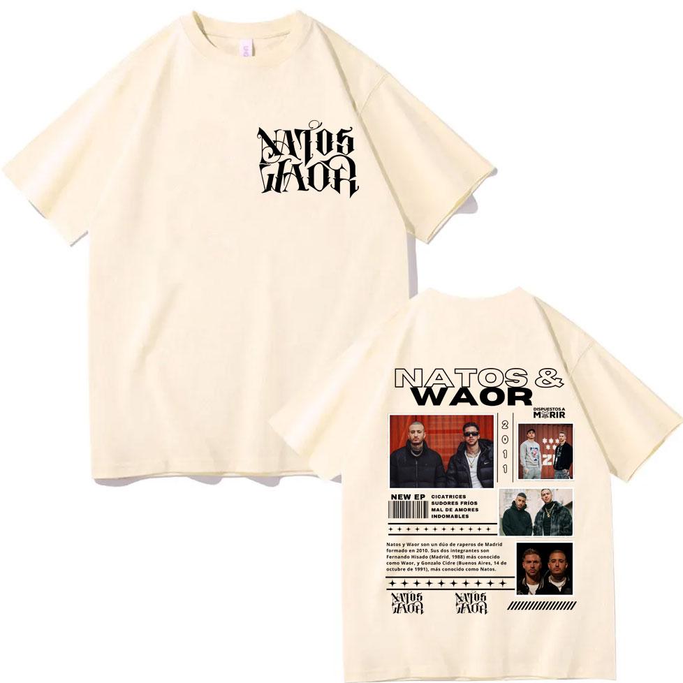 Rapper NATOS WAOR Tour 2025 Grafik T-Shirts Herren Damen Hip Hop Vintage Oversized T-Shirt Lässige Mode Kurzarm T-Shirts