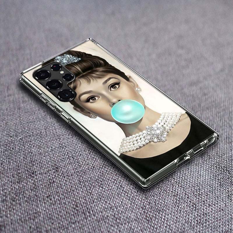 Audrey Hepburn Phone Case For Samsung Galaxy S24 S23 S21 S20 FE S22 S26 Ultra S25 Edge S10 Plus Cover Clear TPU Capa Shell Coque