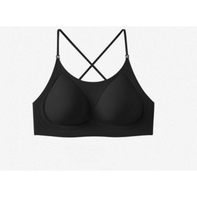 Seamless Fragrance Foundation Halter Beauty Back Bra, Thin Strap Three-Way Wear Large Open Back Women Lingerie S чёрный