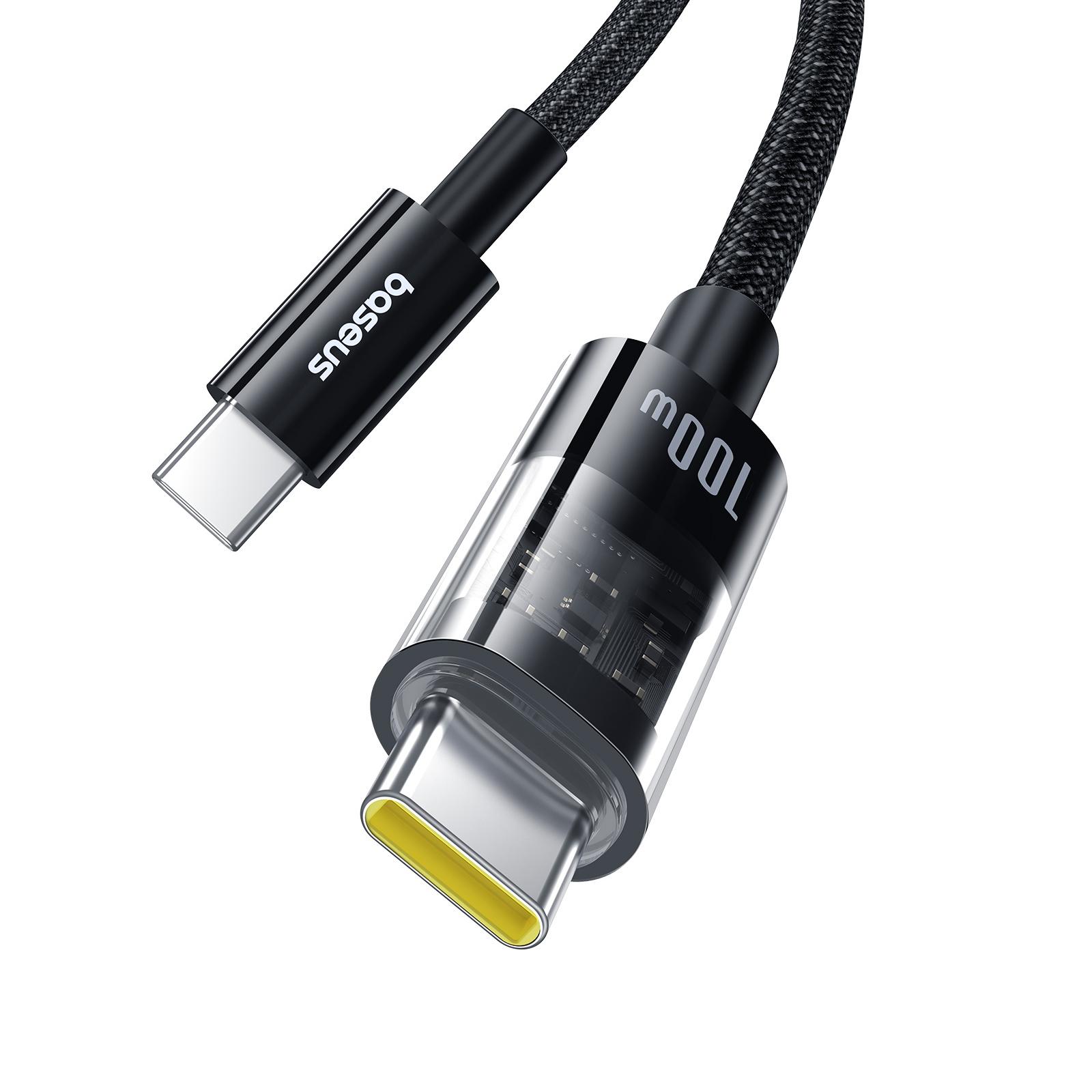 

BASEUS Gem 100W Fast Charging Type-C to Type-C Wire Nylon Braided Data Cable,1m Black