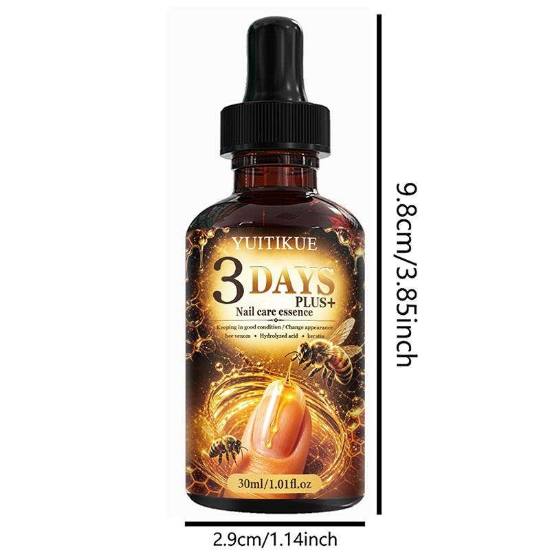YUITIKUE 3 Days Bee Venom Nail Essence 30ml Keratin Strengthen Brittle Nails Repair Damaged Fingernail Toenail Care