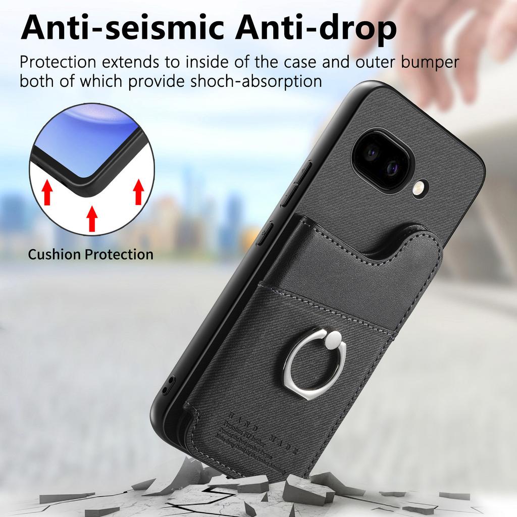 Etui do Google Pixel 9a z uchwytem na karty i podstawką Skóra + TPU + PC Pokrowiec na telefon