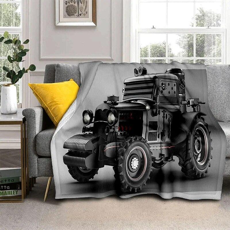 3D Retro Car Tractor Truck Series HD Blanket,Soft Throw Blanket for Home Bedroom Bed Sofa Picnic Travel Office Cover Blanket Kid