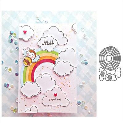 Lindos arco-íris e nuvens estêncil de metal para corte em relevo para scrapbooking faça você mesmo, cartão de papel, decoração artesanal