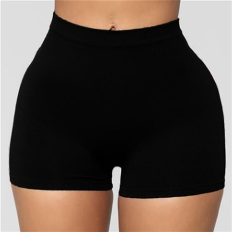 Damen Sexy Skinny High Waist Stretch Shorts Sommer Einfarbig Yoga Kurzhose