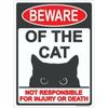 Beware of Cat Aluminum Metal Sign Plaque Durable Warning Sign for Outdoor or Indoor Use Adds Quirky Touch To Any Space