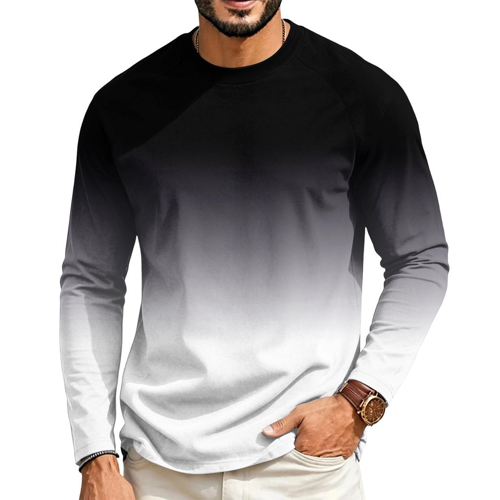 Men's Raglan Long Sleeve T-Shirt Neck Casual Top for Everyday Wear
