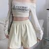 High Waist Plus Size PU Leather A-Line Shorts for Women - Autumn Casual Booty Fit