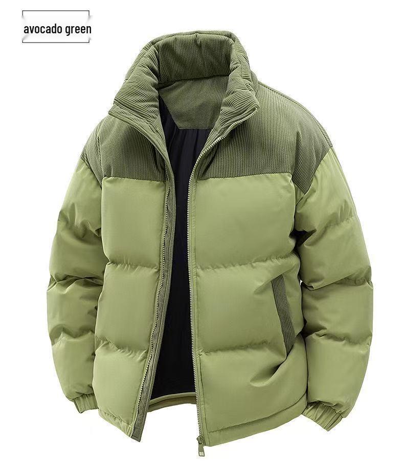 2025 Men's Hooded Corduroy Cotton Jacket with Color Blocking