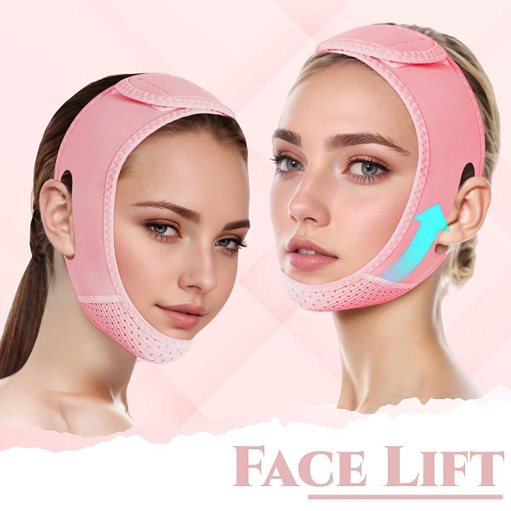 V-shaped lifting mask, chin strap for sleep, women's V-shaped lifting mask, facial slimming exerciser, pink (1 piece)