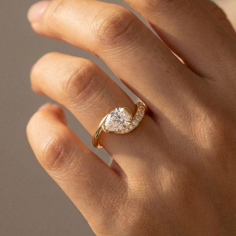 925 Sterling Silver Sparkling Water Drop Interweaving Dazzling Clear Pear CZ Finger Rings For Women Gift Wedding  Fine Jewelry