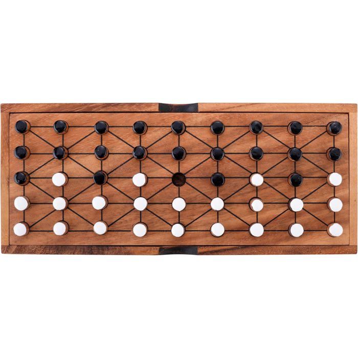 Holz-Brettspiel - ENGELHART - 350510 - Fanorona Akazie - Faltbares Brett - Integrierte Aufbewahrung