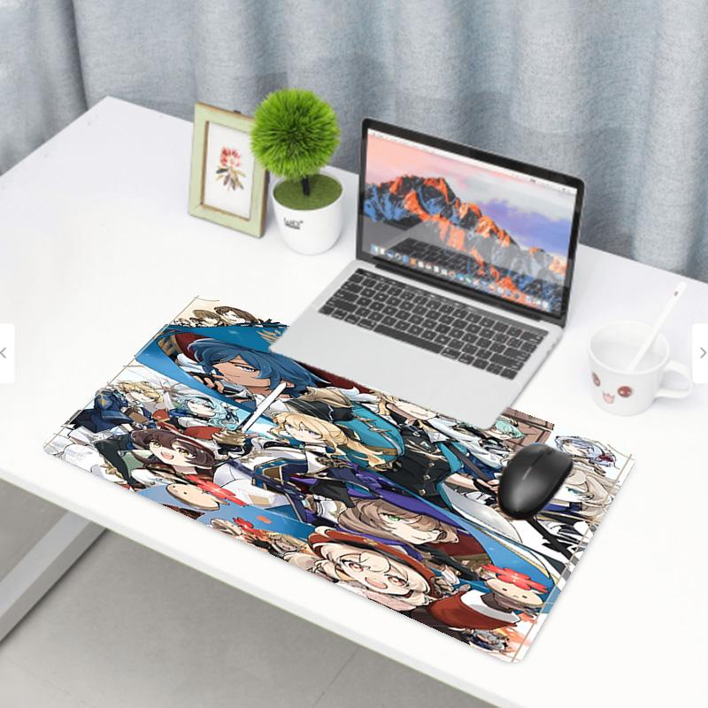 Genshin Impact Druck Mauspads, Anti-Rutsch Desktop Tastaturmatte, für PC Laptop Gaming Arbeiten Tägliche Nutzung, Cooles Festival Überraschungsgeschenk