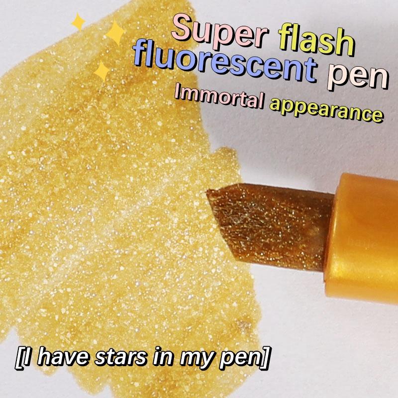 Haile 8pcs/Kit Metallic Highlighter Morandi Gold Powder Glitter Highlighter Markers for Note Journaling Graffiti Pen Stationery