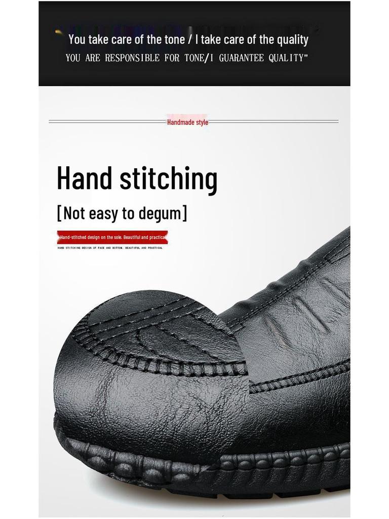 2024 Spring Men's Soft Sole Leather Shoes - Non-slip, Wear-resistant, Business Casual