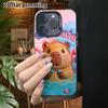 Phone Case: 2D Flat Design, Suitable for iPhone 18, 17, 16, 15, 14, 13 Pro Colorful Silver Protective Case, Couple Style, Plush Capybara, Christmas an