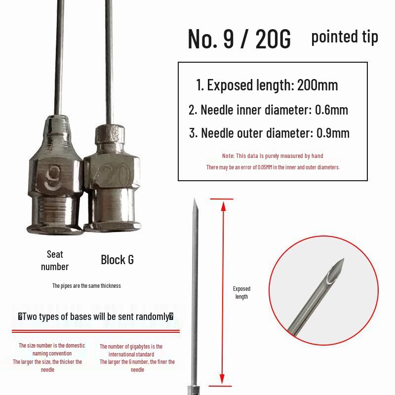 200mm Precision Stainless Steel Dispensing Needle with Pointed and Flat Tips
