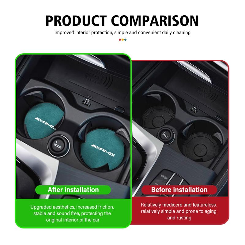2pcs Car Coaster Water Cup Bottle Holder Mat Anti-Slip Pad For Mercedes Benz AMG C180 C300 W124 W176 W177 C200 C260 GLC CLE CLA IQ9
