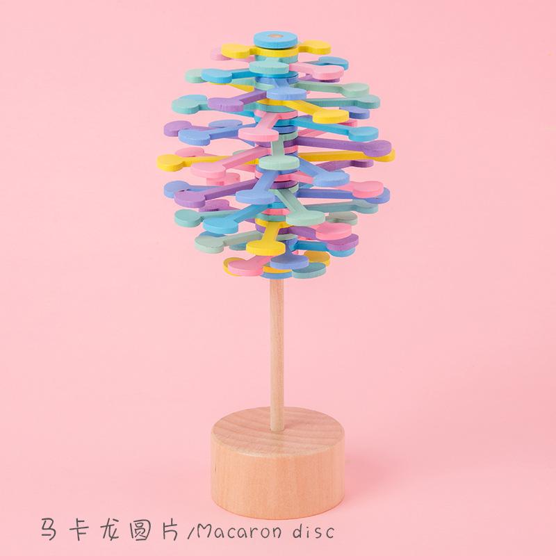 Wooden Spinning Lollipop Fisher Series Creative Ornament Children'S Creative Toys Christmas Spinning Spiral Tree Toy