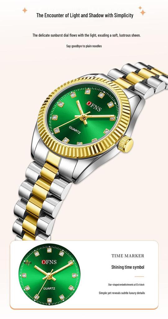 Oufanni Women's Luminous Quartz Waterproof Watch with Steel Band