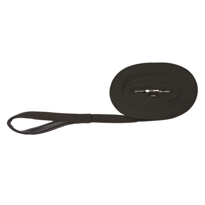 TRIXIE Laisse à pister sangle plate 15m - 20mm - Noir - Pour chien