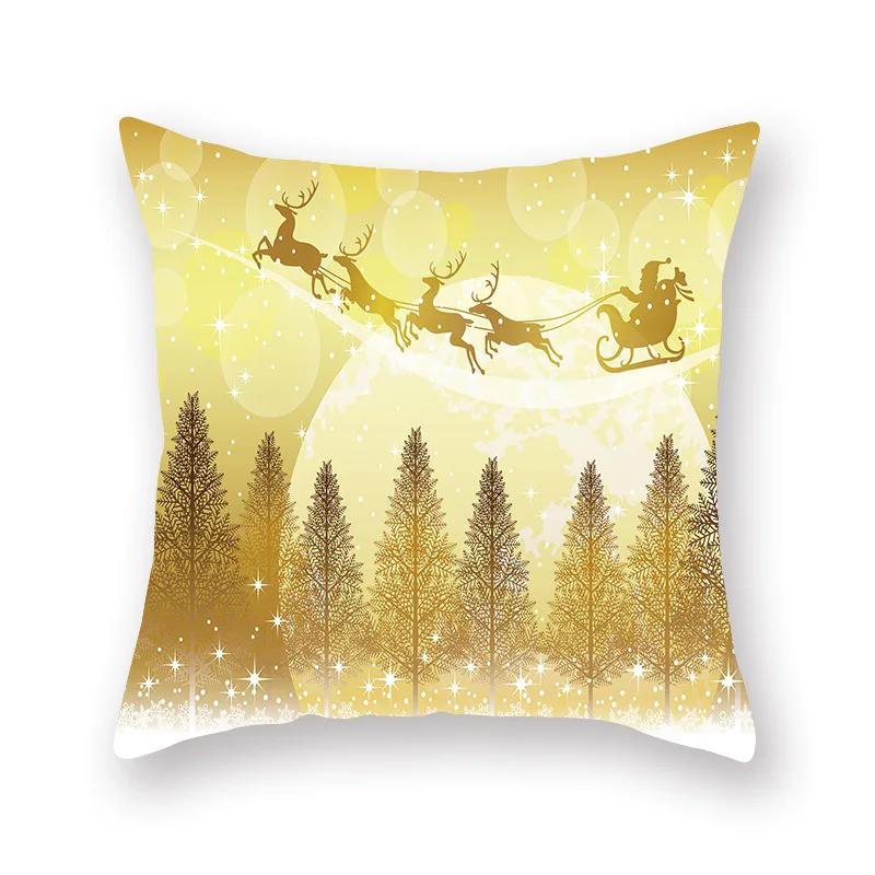 Cushion Golden Christmas Pillowcase Car Sofa Bed  Decorative Sofa Cushion Covers Navidad  Cover
