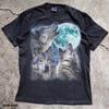 Three Wolves Howling Moon Graphic Tee, Starry Night Sky Wildlife Shirt