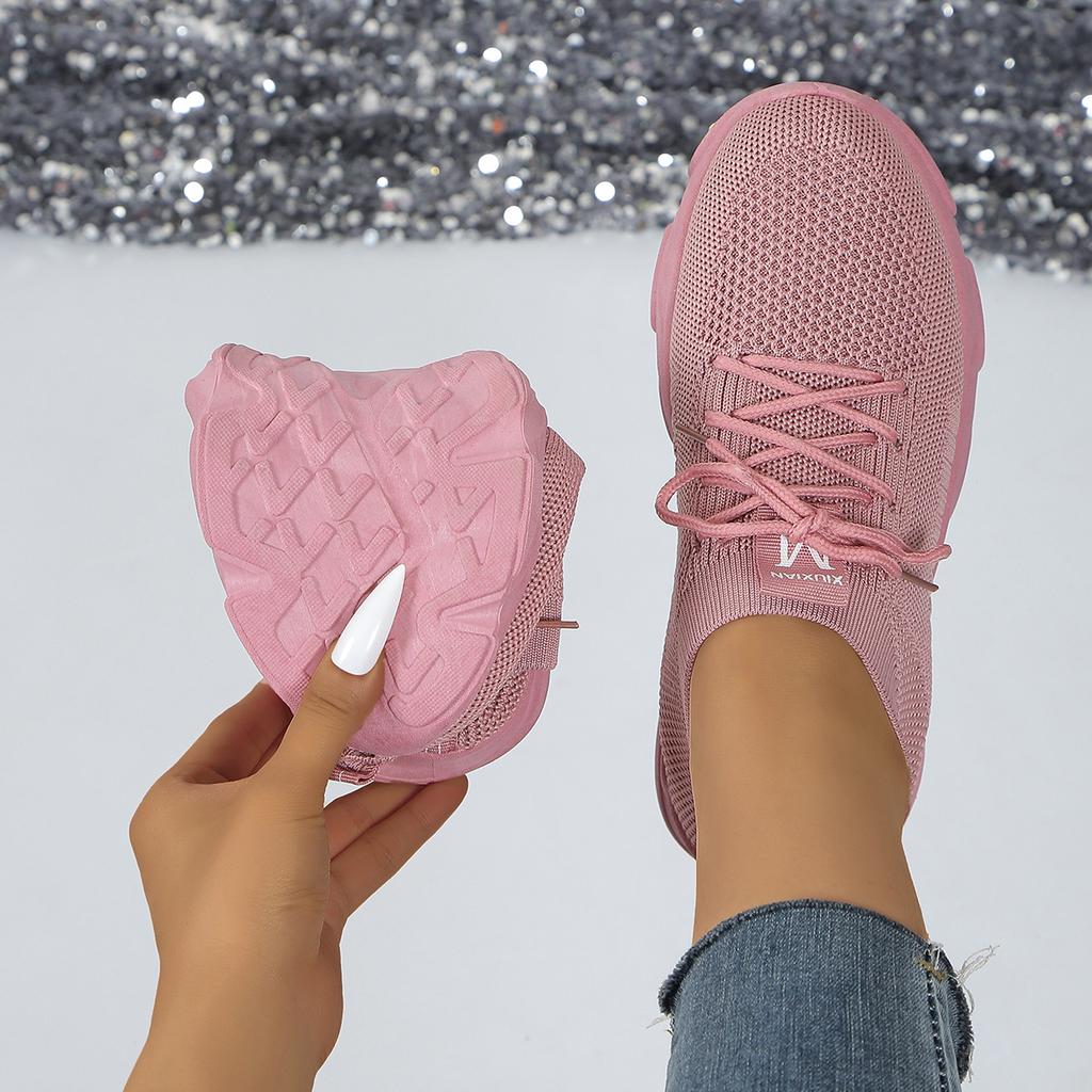Fashion Women Mesh Breathable Casual Sneakers Lace-up Vulcanized Shoes Ladies Platform Sneakers Female Shoes Plus Size Zapatos De Mujer