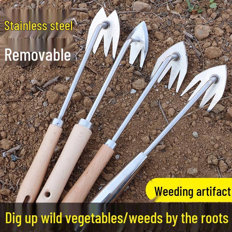 Manganese Steel Weeding Tool: Root Removal, Soil Loosening, Multifunctional Shovel for Gardening and Planting.