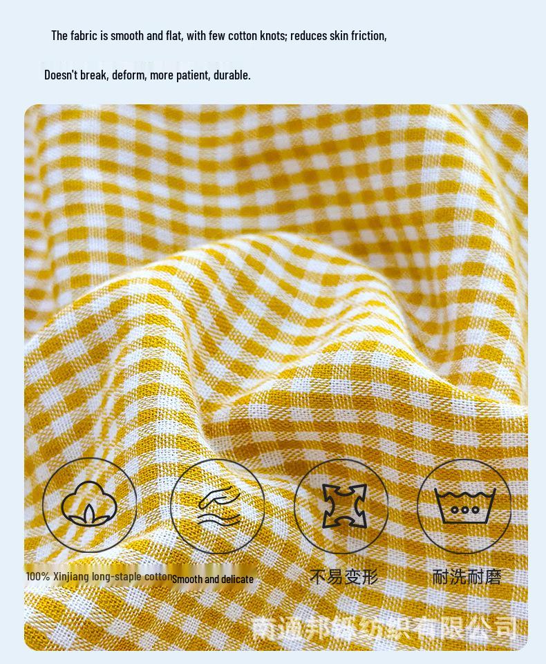 Plaid Trim Pure Cotton Children's Pajama Set - Autumn/Winter