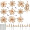 Christmas Handmade Gold & Silver Flower Ornaments with Gold Powder Fruit - Artificial Holiday Decoration Set