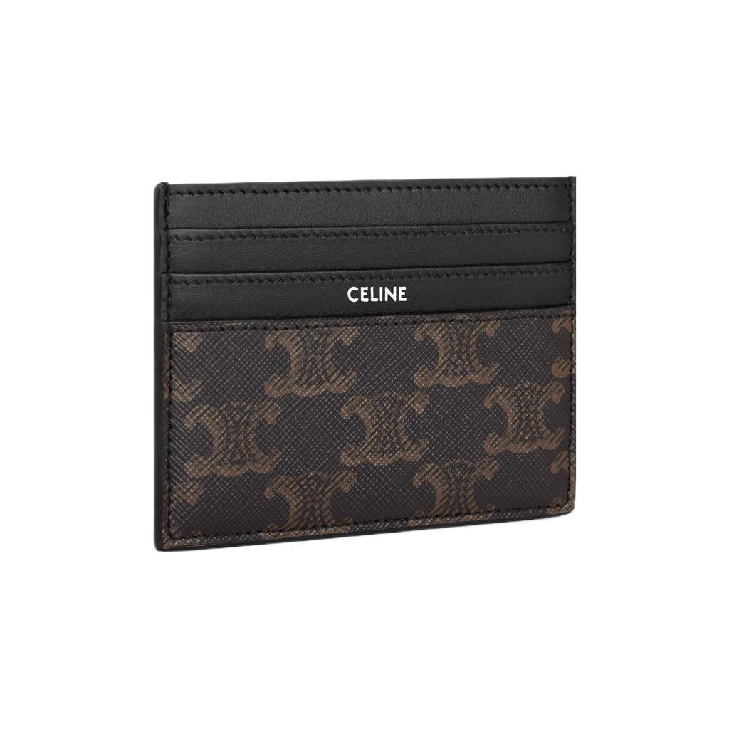 Celine Triomphe Logo Print Leather Card Holder Men accessories Black 10K912FGS-38SI